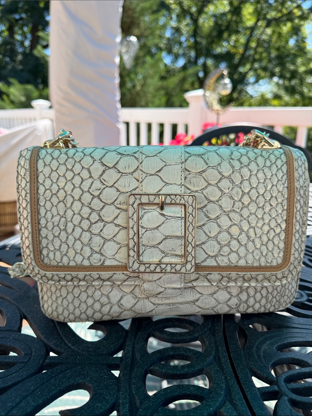 Brahmin Rosalie Oyster Grey Ellacoya Bag with Gold chain - Picture 6 of 13